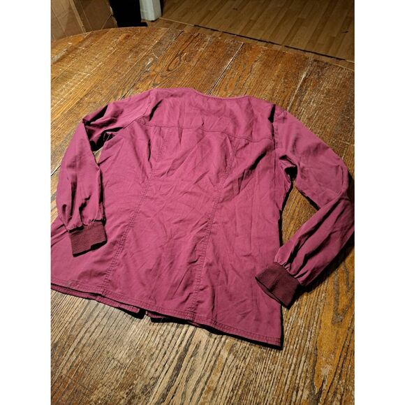 Cherokee Workwear Scrubs L Wine Zip Front Scrub Jacket 4315 Pockets Core Stretch - Picture 4 of 4